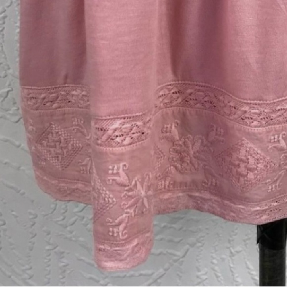 Lucky Brand Light Pink Embroidered Short Sleeve Peasant Blouse Women’s Size XL - Picture 6 of 10